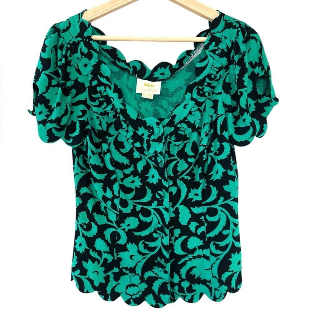 Anthropologie Maeve Aseey Floral Print Rayon Blouse - Picture 5 of 10